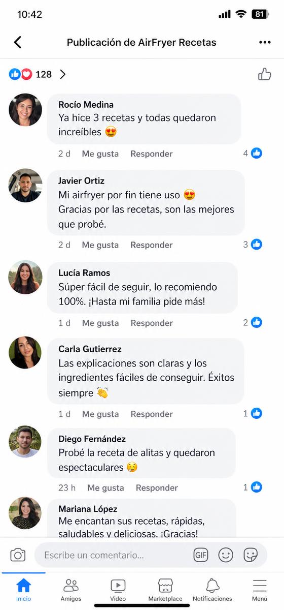Capturas de comentarios de clientes en redes sociales 1