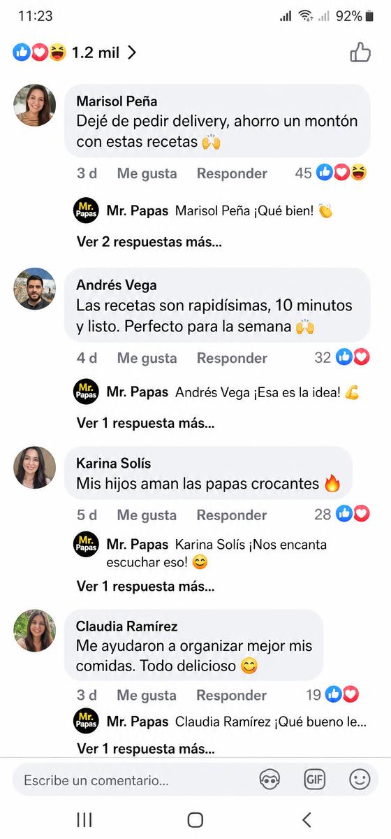 Capturas de comentarios de clientes en redes sociales 2